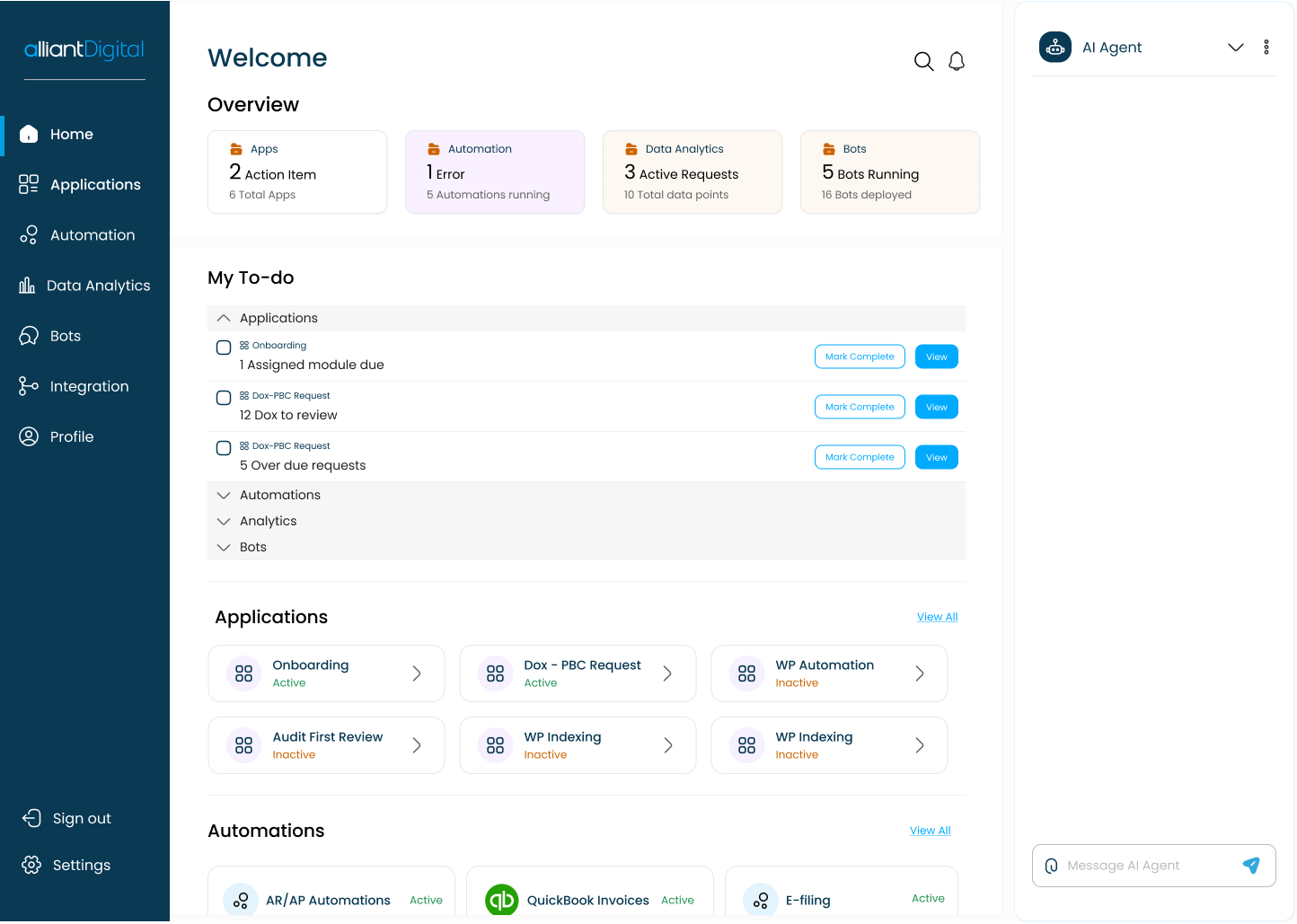 Agentic AI dashboard built on the brand system